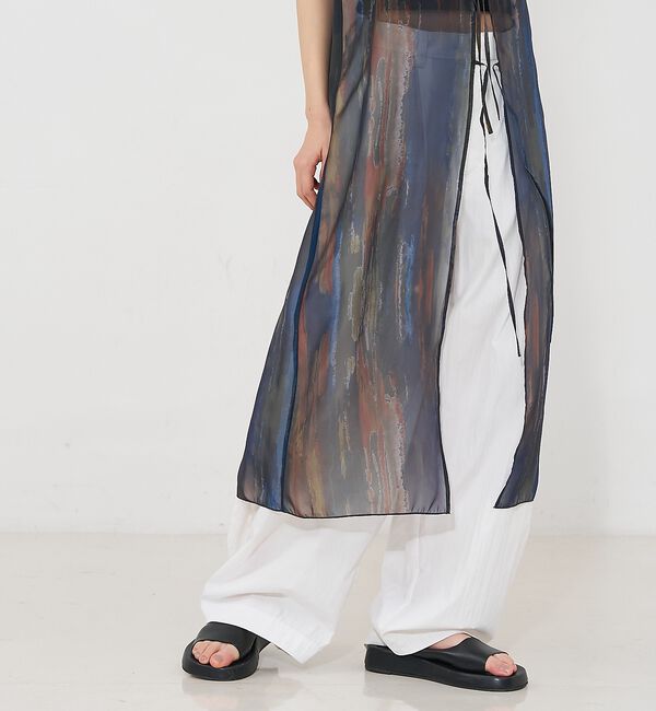 NOMINE「【前後着用可】水彩アート ニュアンス柄 2WAY シアー キャミワンピース ロン」|ワンピース|