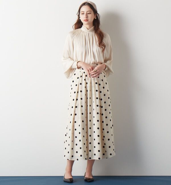 TIARA「《定番》ヴィンテージサテン2WAYフリルネックブラウス」|シャツ・ブラウス|