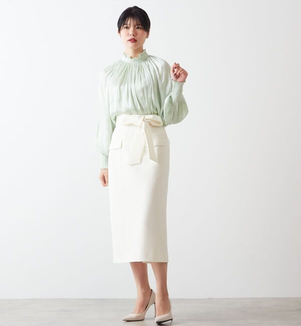 TIARA「《定番》ヴィンテージサテン2WAYフリルネックブラウス」|シャツ・ブラウス|