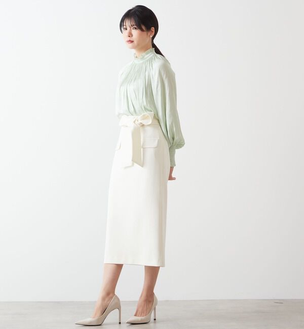 TIARA「《定番》ヴィンテージサテン2WAYフリルネックブラウス」|シャツ・ブラウス|