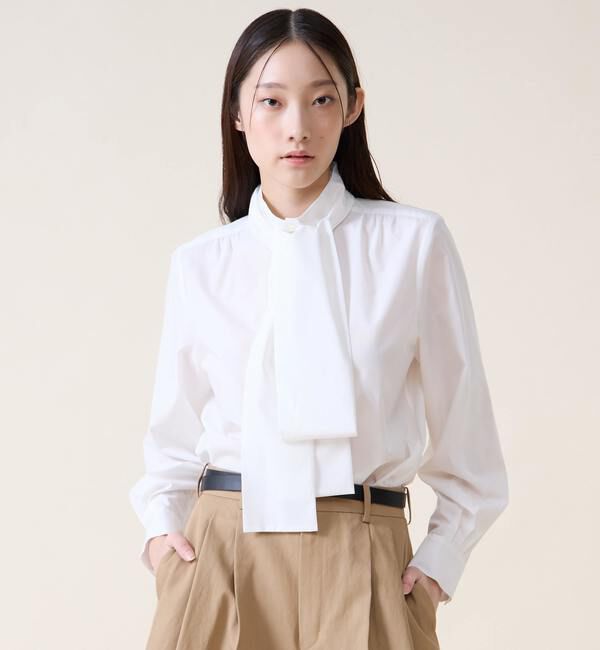 TIARA「ボウタイハイネックボタンブラウス」|シャツ・ブラウス|