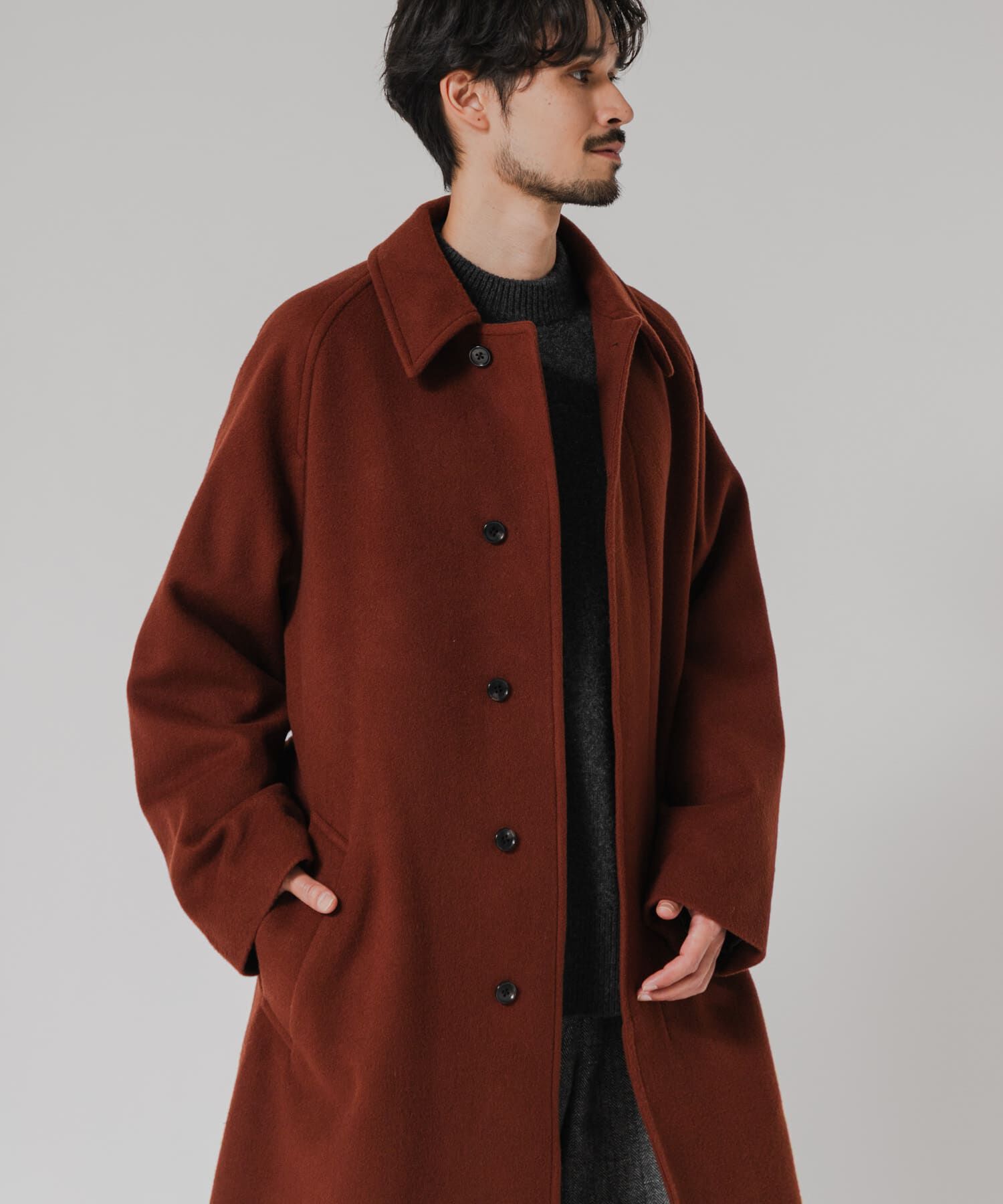 URBAN RESEARCH「WOOL BEAVER BELTED COAT」|ステンカラーコート|