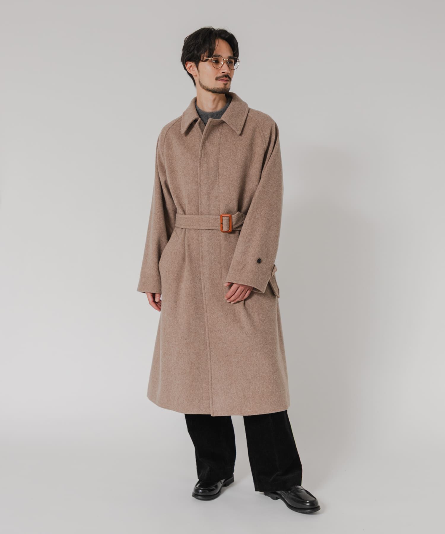 URBAN RESEARCH「WOOL BEAVER BELTED COAT」|ステンカラーコート|