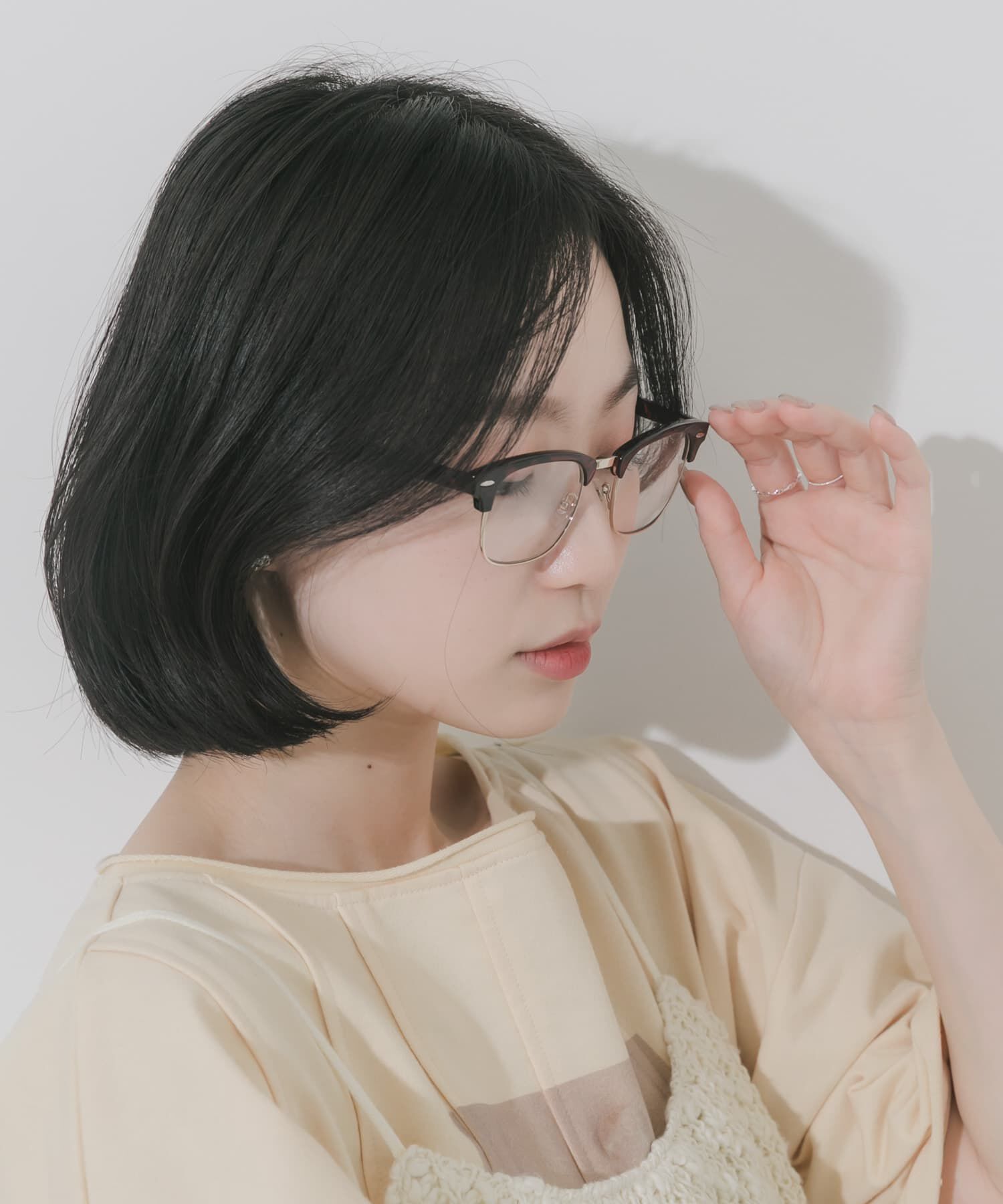 SMELLY「ハーフリムスクエアダテメガネ」|メガネ|