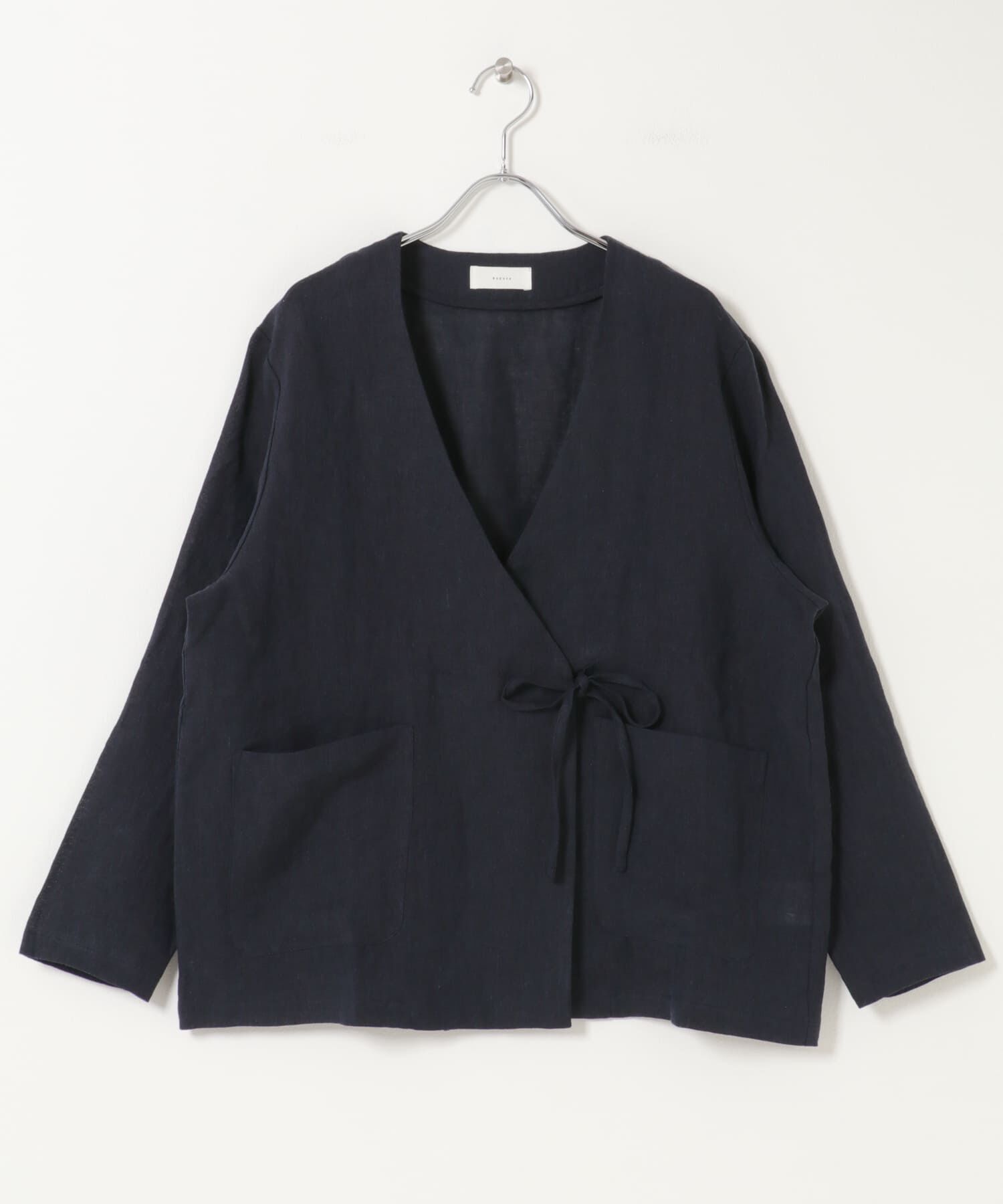 かぐれ「リネンカシュクールカーディガンジャケット」|ノーカラージャケット|