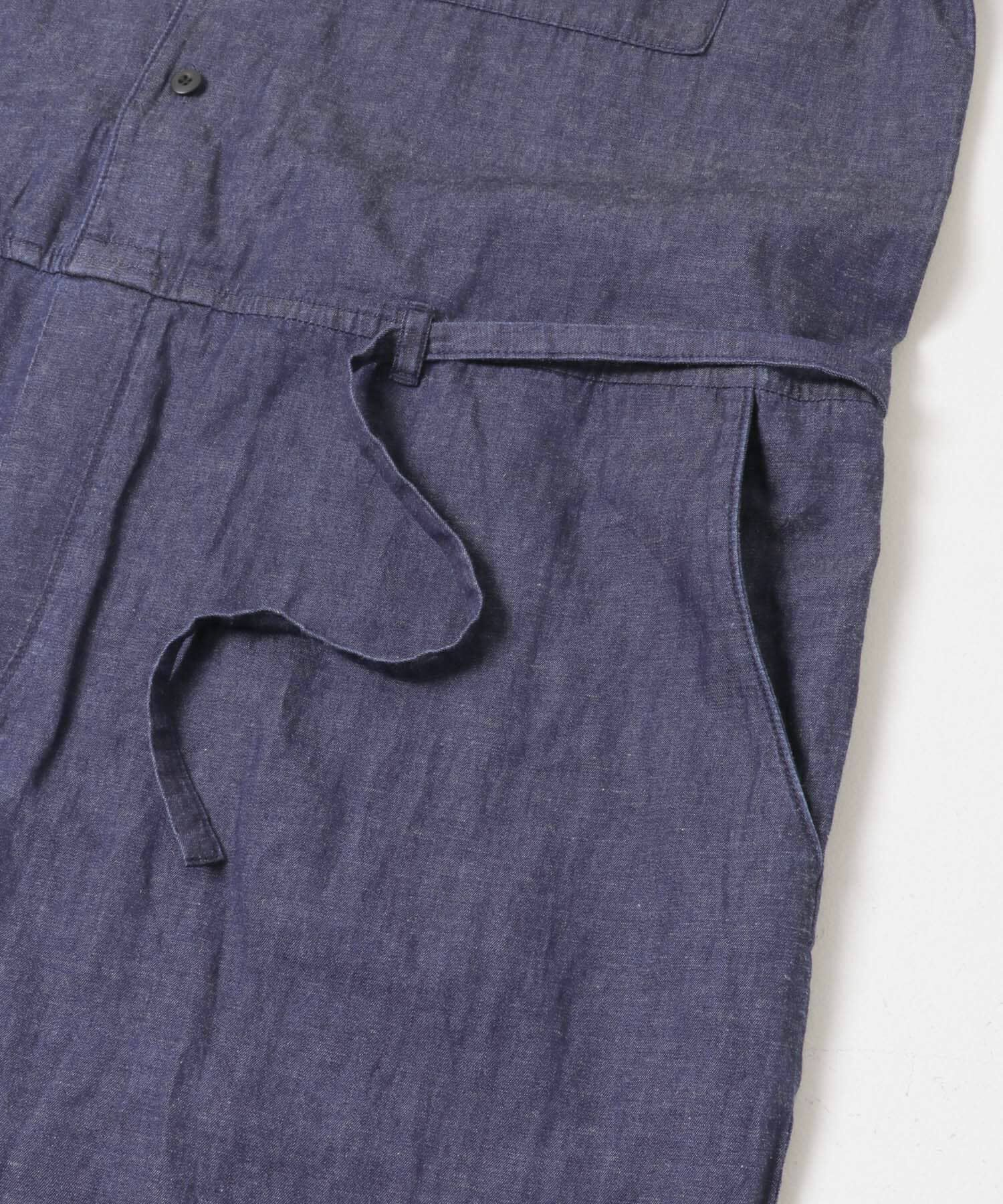 かぐれ「綿麻デニムハーフスリーブオールインワン」|オールインワン|