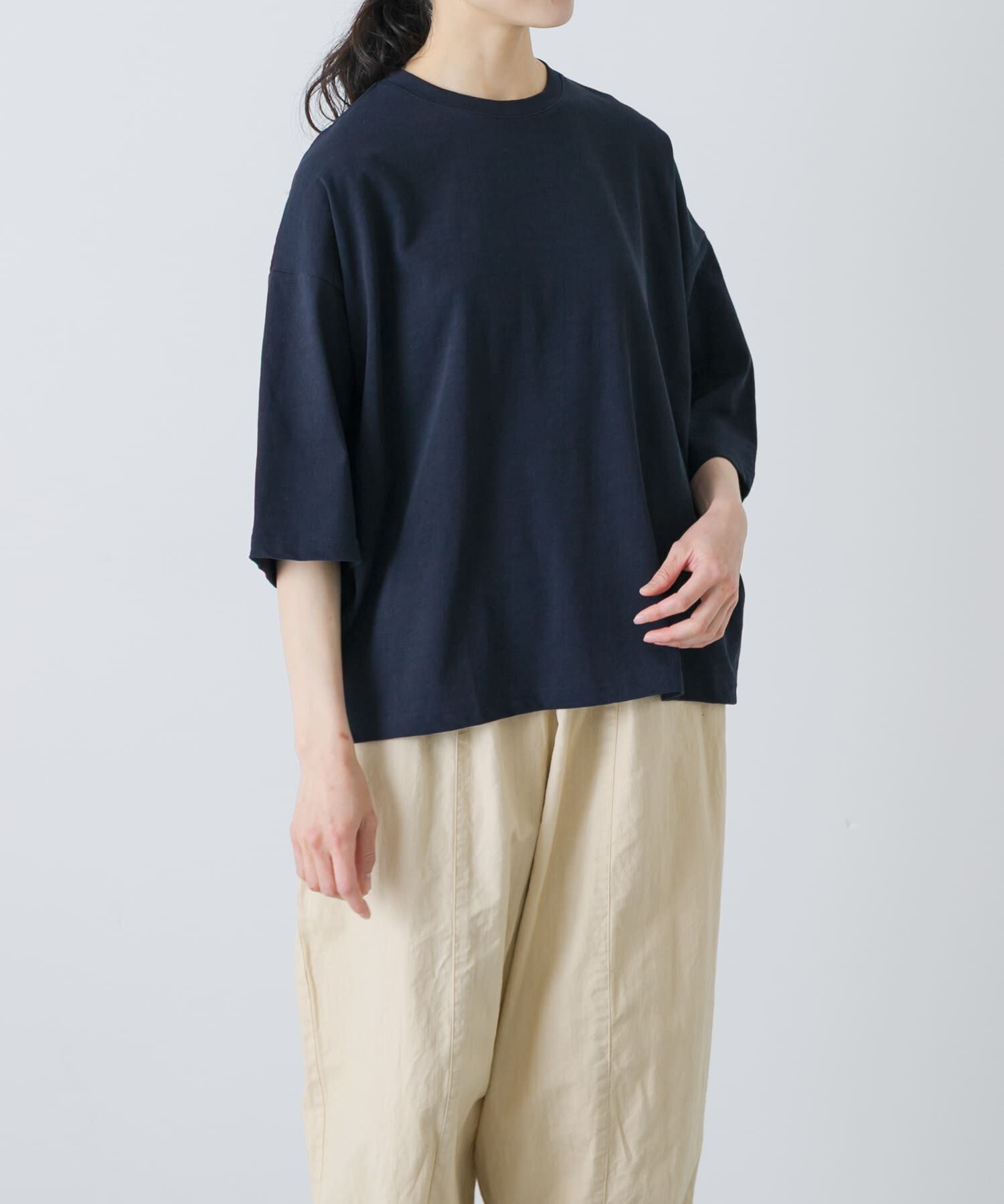 かぐれ「ワイドTシャツ」|Tシャツ・カットソー|ネイビー
