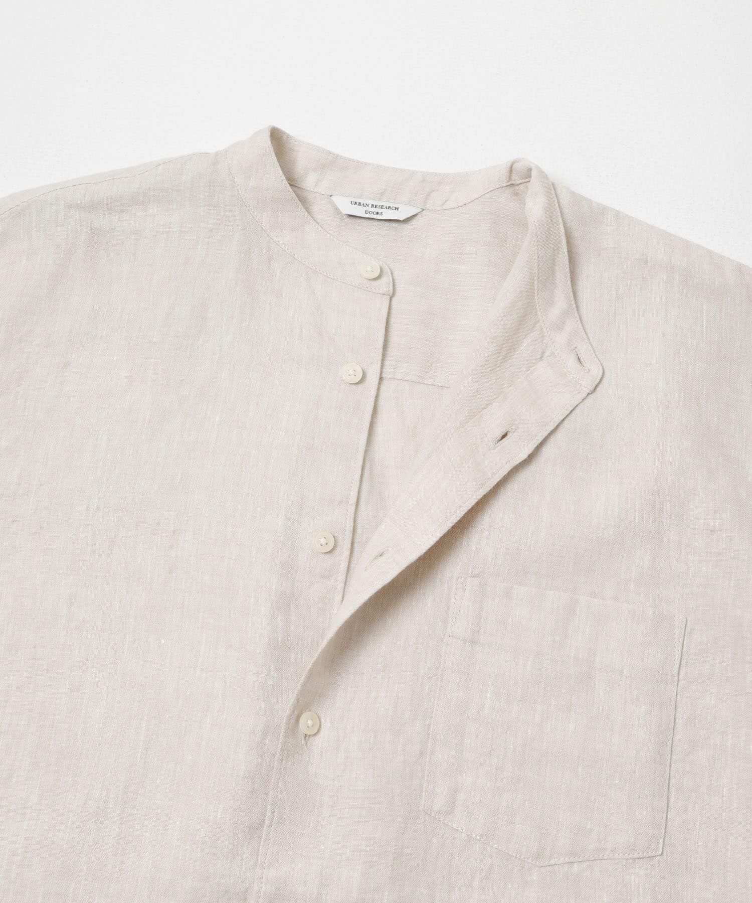 URBAN RESEARCH DOORS「シルケットリネン バンドカラーショートスリーブシャツ」|シャツ・ブラウス|