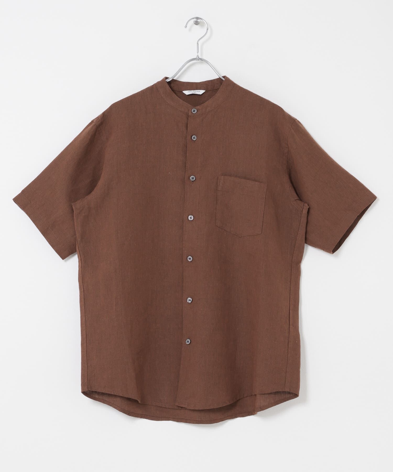 URBAN RESEARCH DOORS「シルケットリネン バンドカラーショートスリーブシャツ」|シャツ・ブラウス|