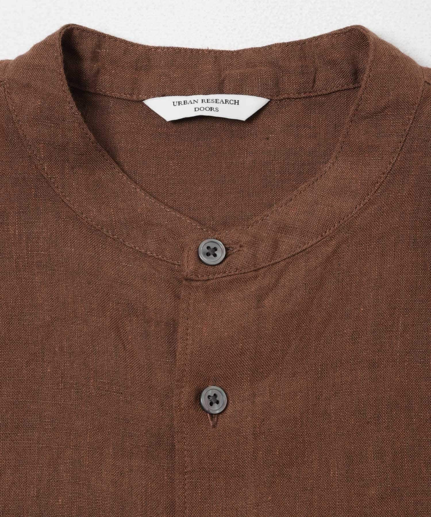 URBAN RESEARCH DOORS「シルケットリネン バンドカラーショートスリーブシャツ」|シャツ・ブラウス|