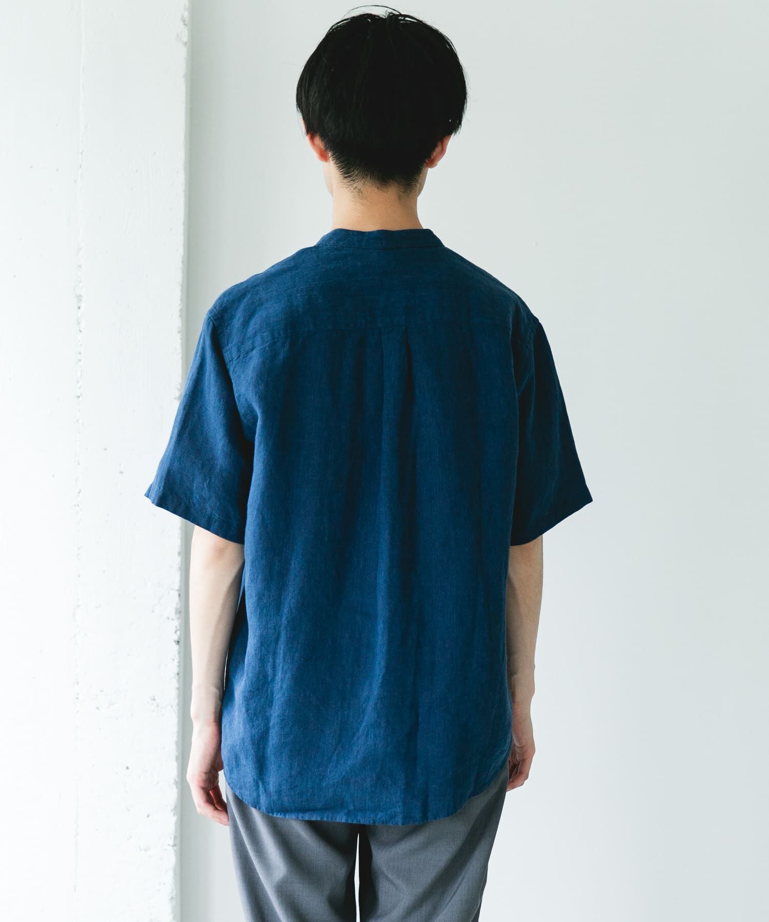 URBAN RESEARCH DOORS「シルケットリネン バンドカラーショートスリーブシャツ」|シャツ・ブラウス|