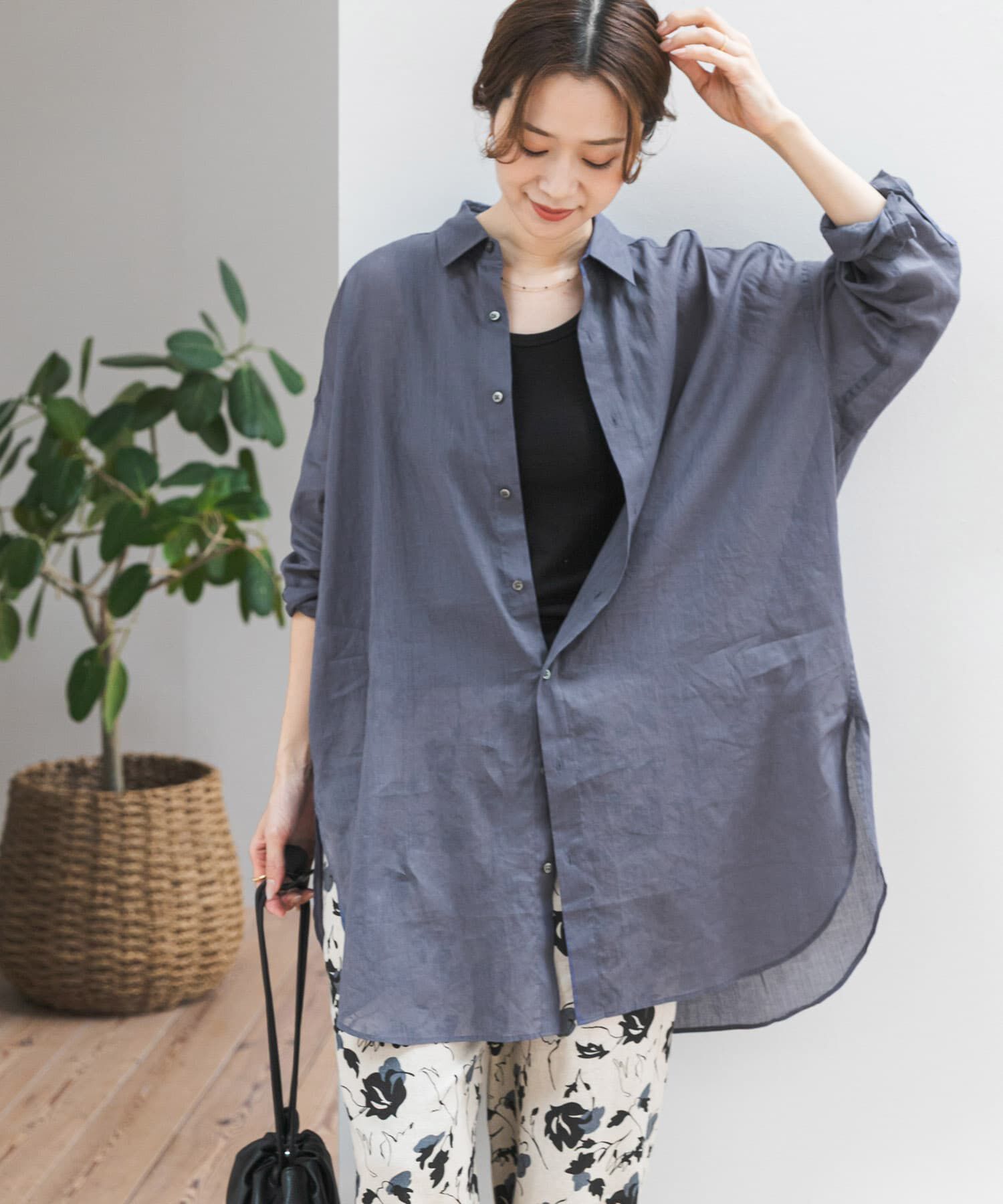 URBAN RESEARCH DOORS「『WEB/一部店舗限定カラー』ラミーコットンビックシャツ」|シャツ・ブラウス|ブルー