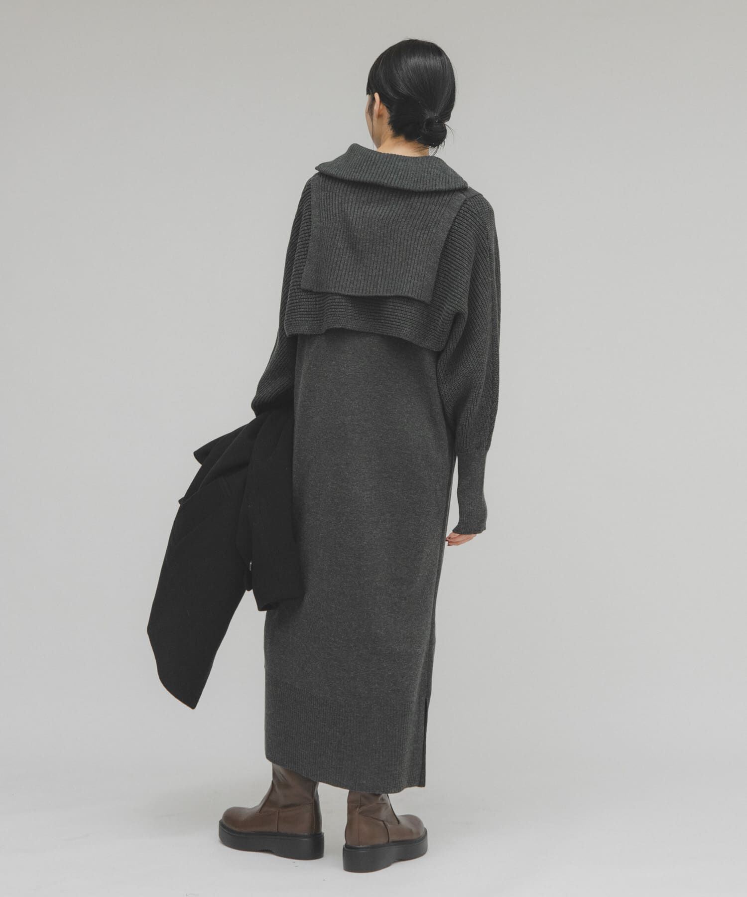  「ハーフZIPレイヤードニットワンピース」|ワンピース|