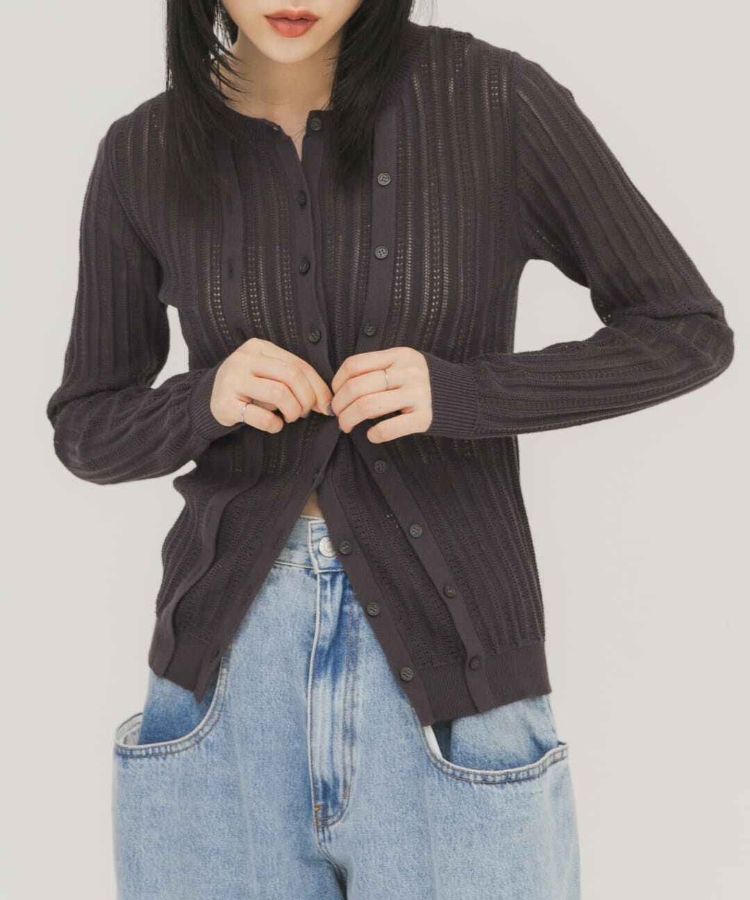 「ダブルフロントニット」|ニット・セーター|チャコールグレー
