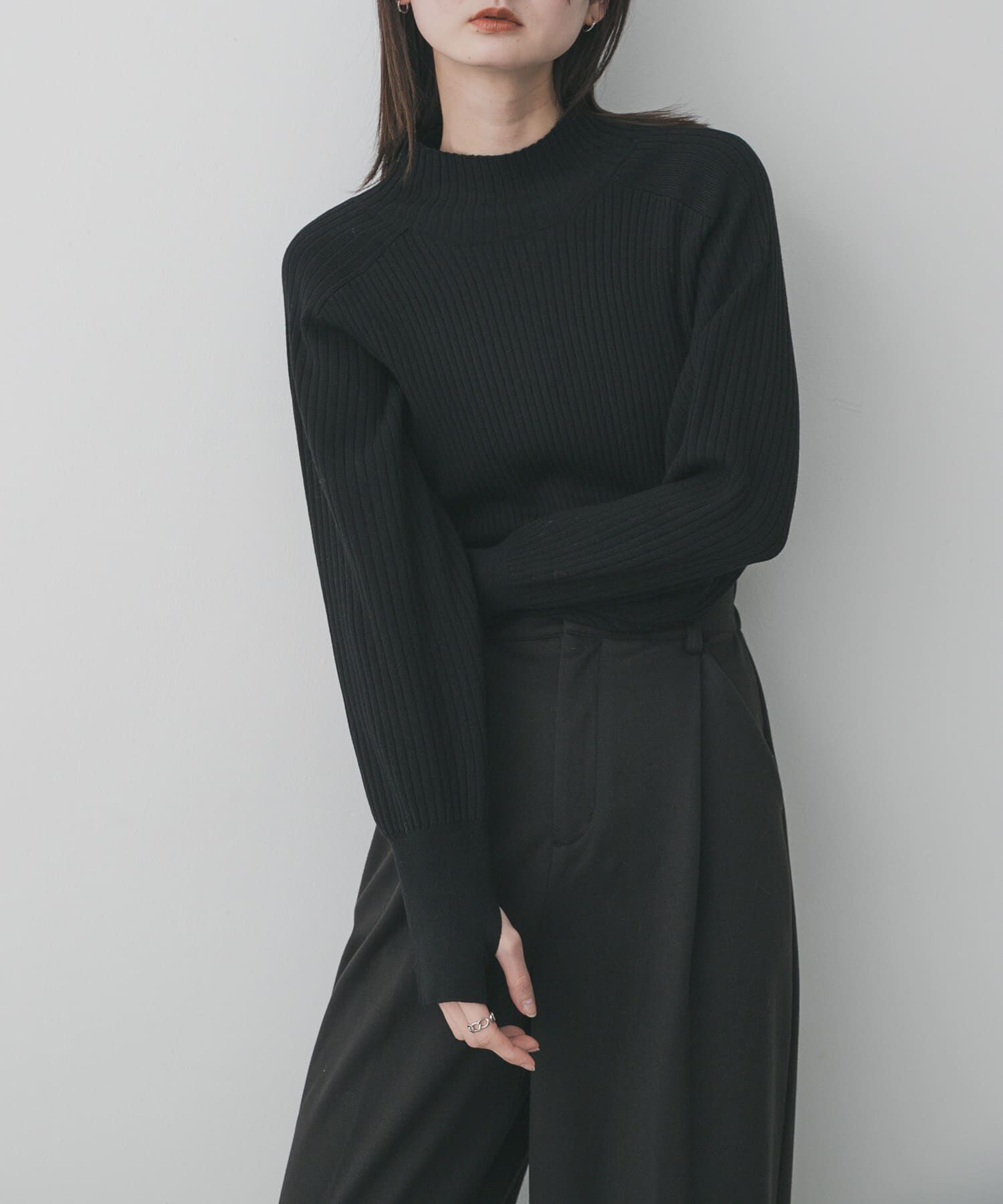 SENSE OF PLACE by URBAN RESEARCH「『毛玉防止』マトンスリーブセーター」|ニット・セーター|ブラック