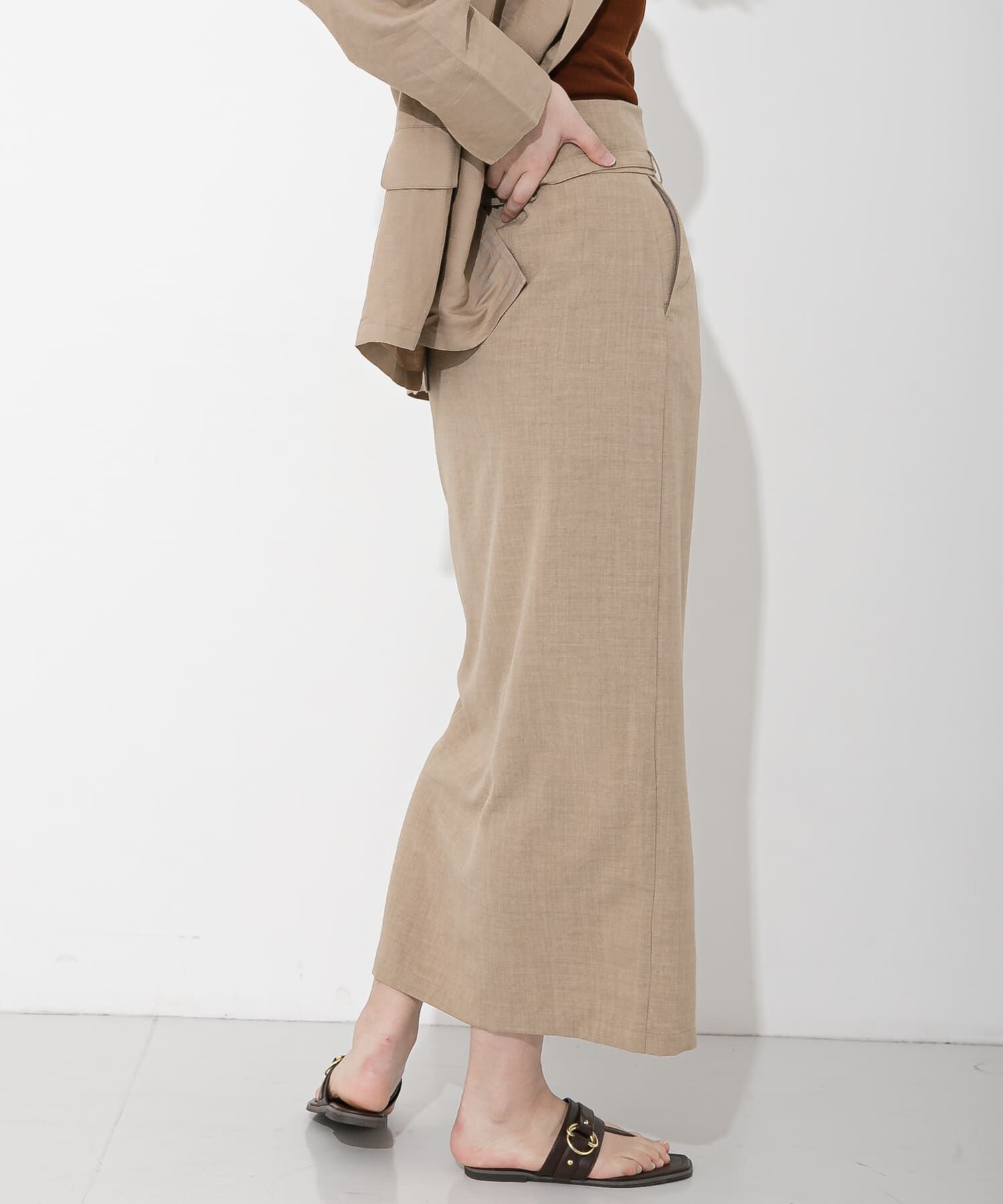 SENSE OF PLACE by URBAN RESEARCH「リネンライクハイウエストラップスカート」|スカート|