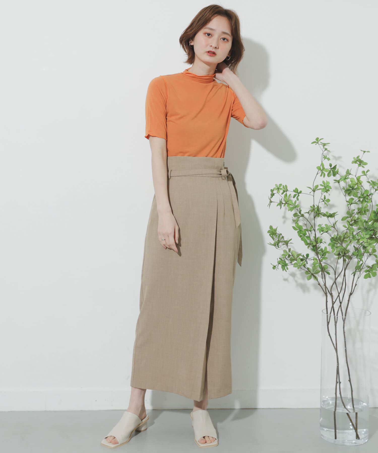 SENSE OF PLACE by URBAN RESEARCH「リネンライクハイウエストラップスカート」|スカート|