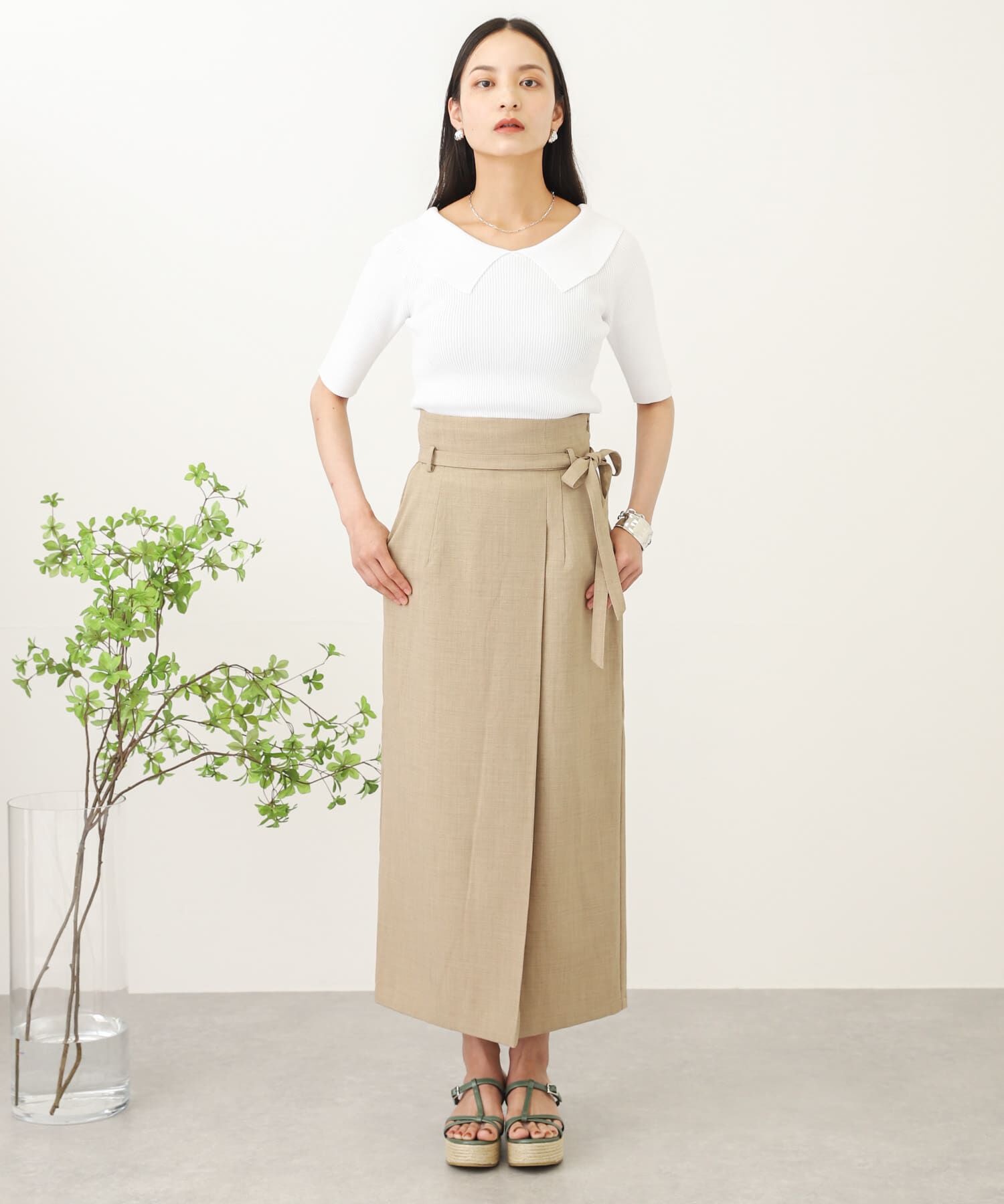 SENSE OF PLACE by URBAN RESEARCH「リネンライクハイウエストラップスカート」|スカート|