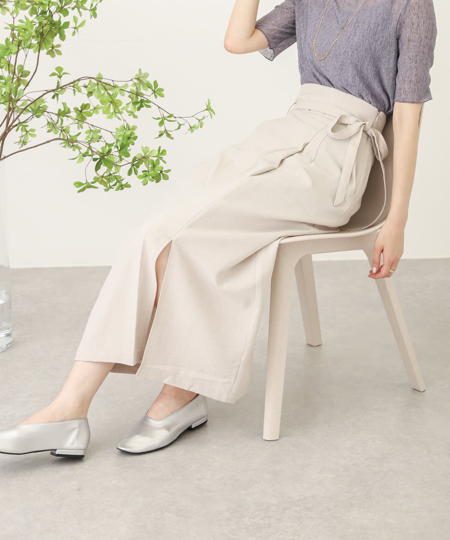 SENSE OF PLACE by URBAN RESEARCH「リネンライクハイウエストラップスカート」|スカート|ライトベージュ