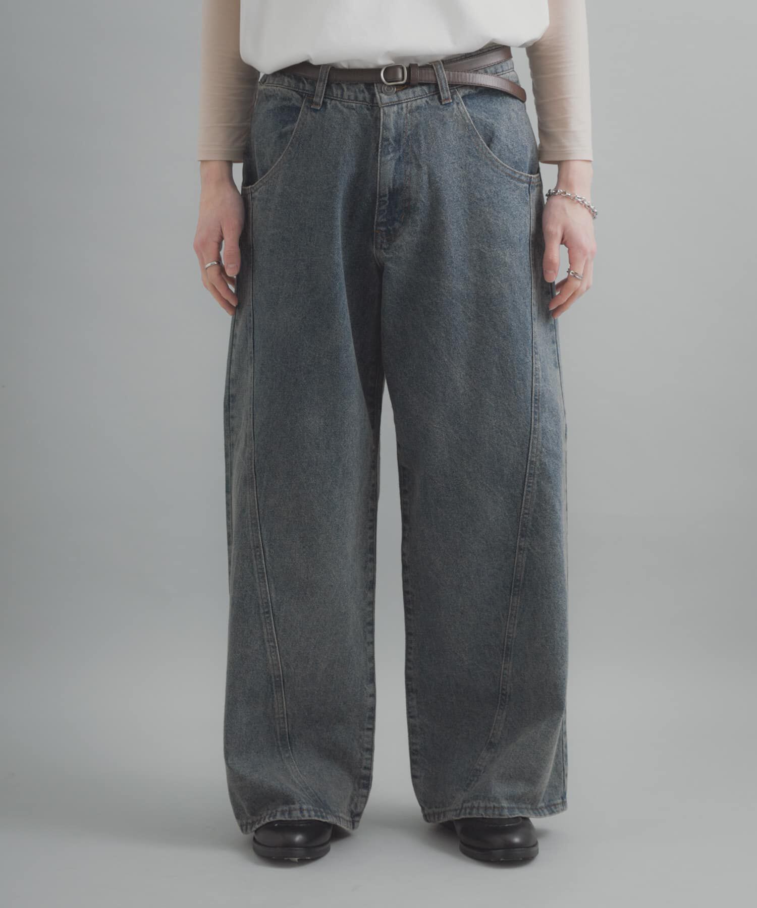 SENSE OF PLACE by URBAN RESEARCH「『ユニセックス』ケミカルバギーワイドデニムパンツ」|デニム|