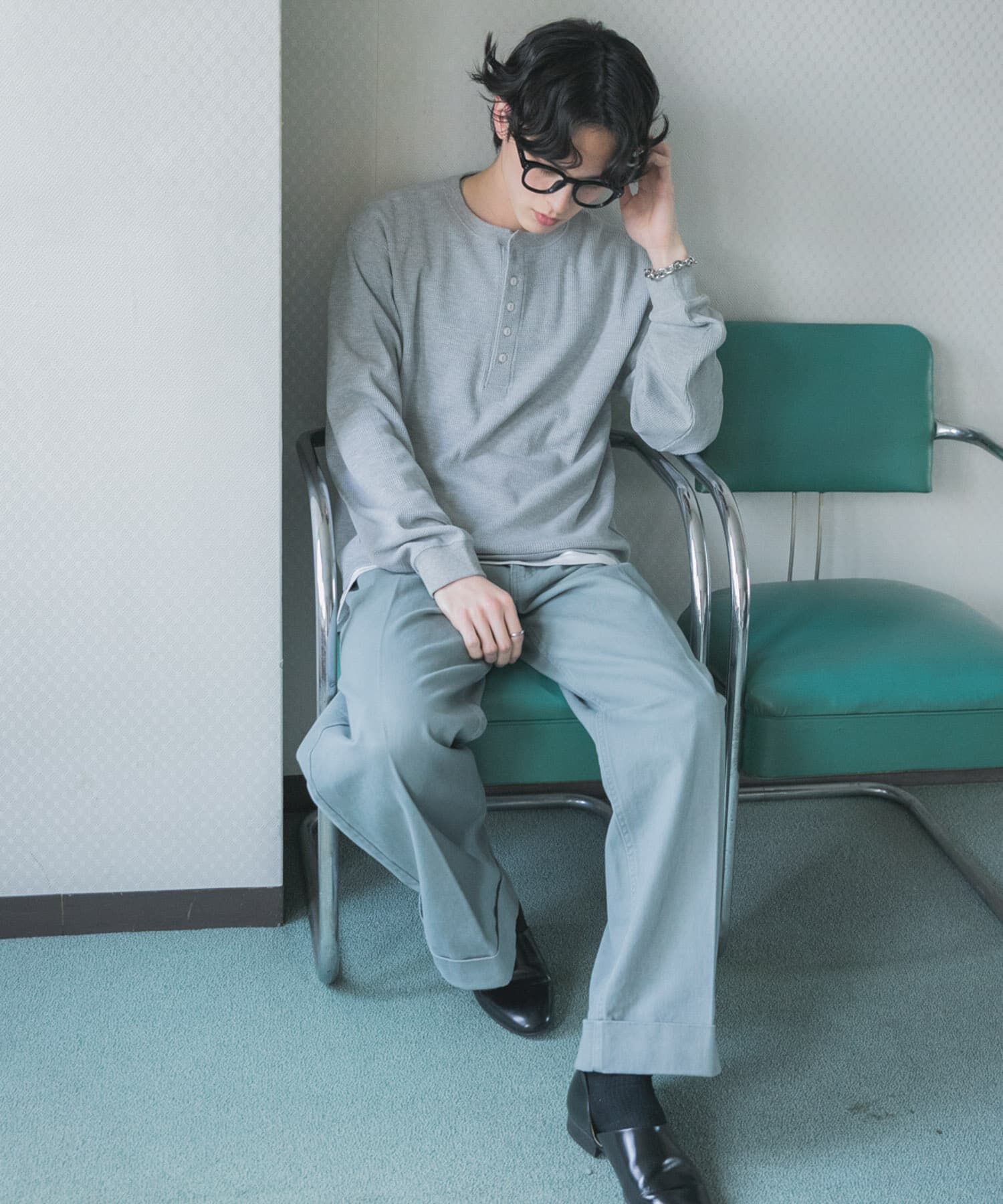 SENSE OF PLACE by URBAN RESEARCH「ワッフルヘンリーネックロングTシャツ」|Tシャツ・カットソー|