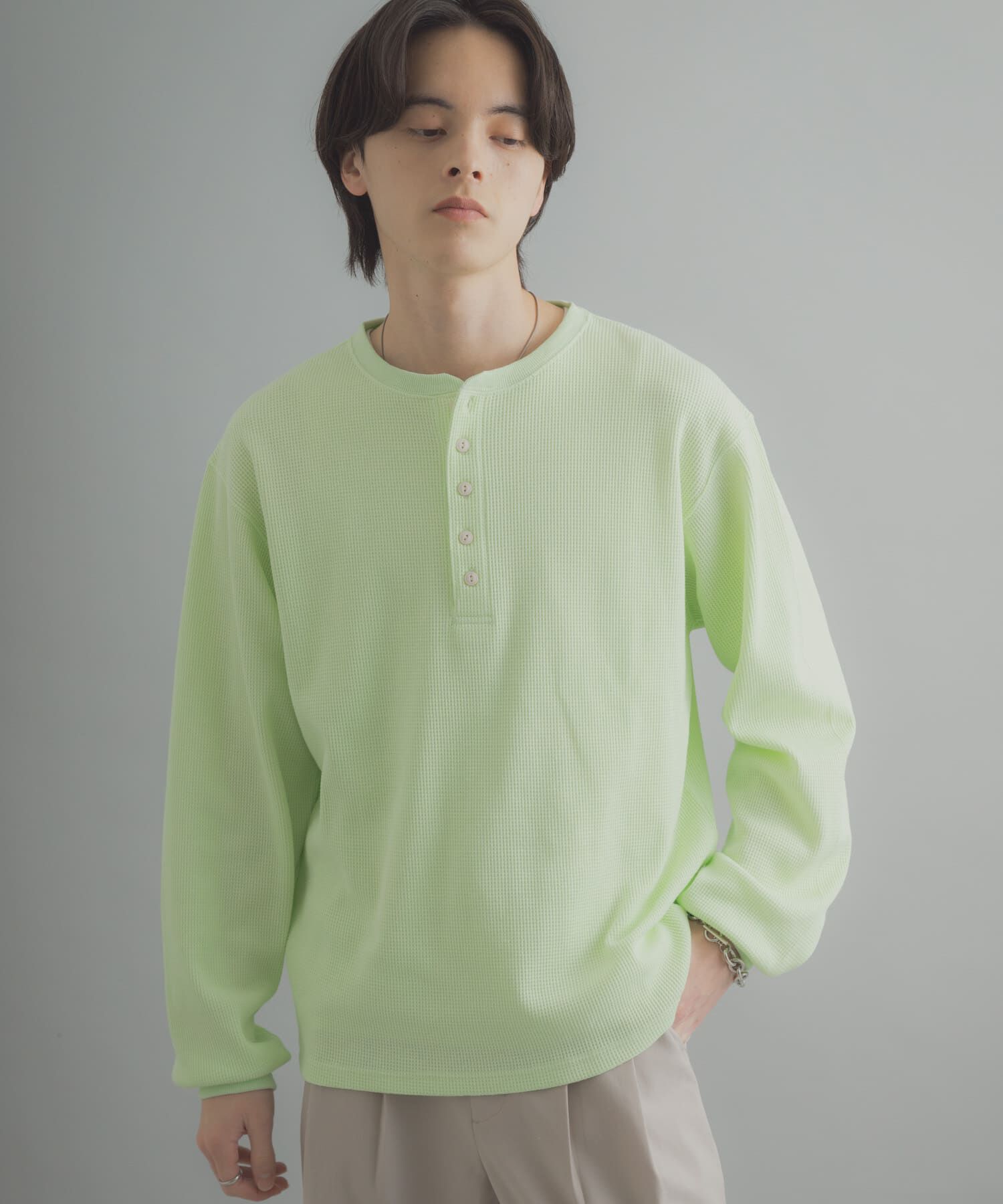 SENSE OF PLACE by URBAN RESEARCH「ワッフルヘンリーネックロングTシャツ」|Tシャツ・カットソー|