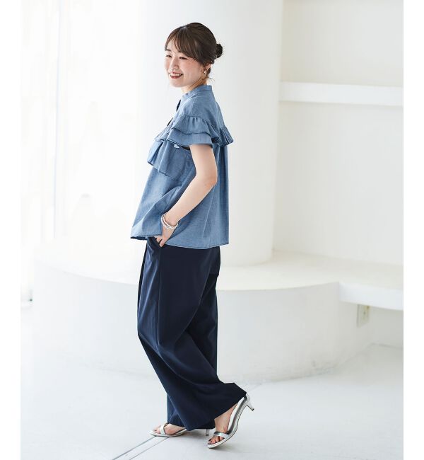 le.coeur blanc「《手洗い可能》ダンガリーフリルブラウス」|シャツ・ブラウス|