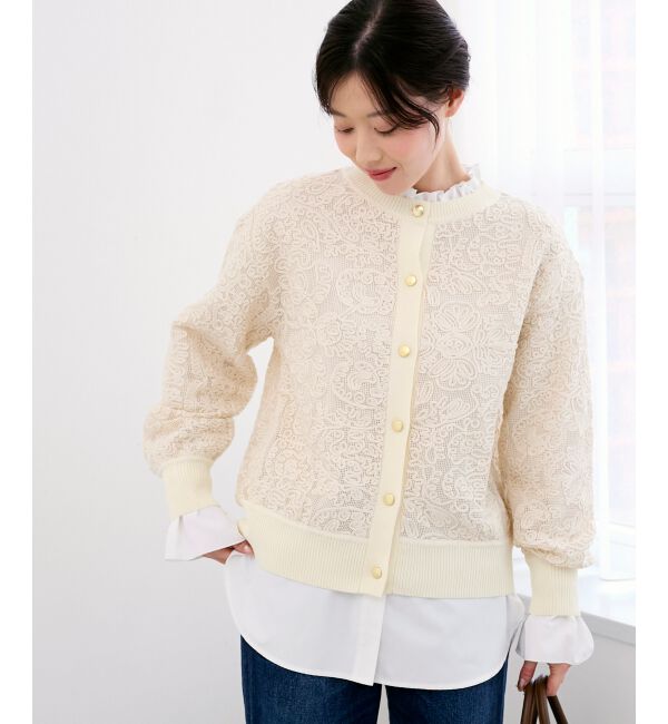  「コード刺しゅうレースカーデ」|カーディガン|