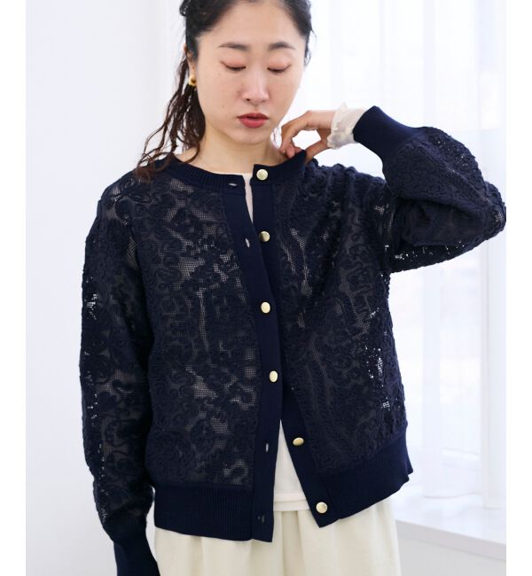  「コード刺しゅうレースカーデ」|カーディガン|