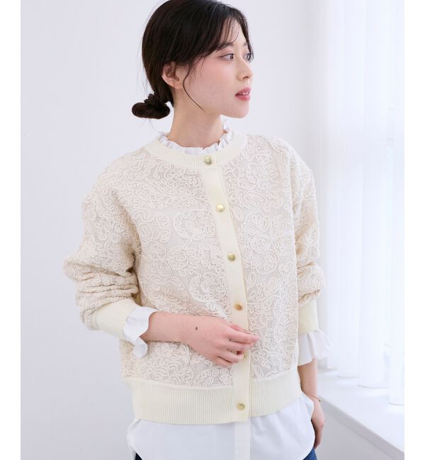  「コード刺しゅうレースカーデ」|カーディガン|