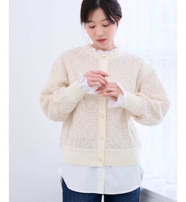  「コード刺しゅうレースカーデ」|カーディガン|