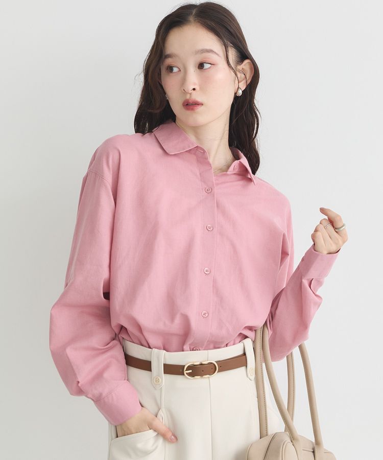 earth music&ecology「綿麻混ベーシックシャツ」|シャツ・ブラウス|Pink