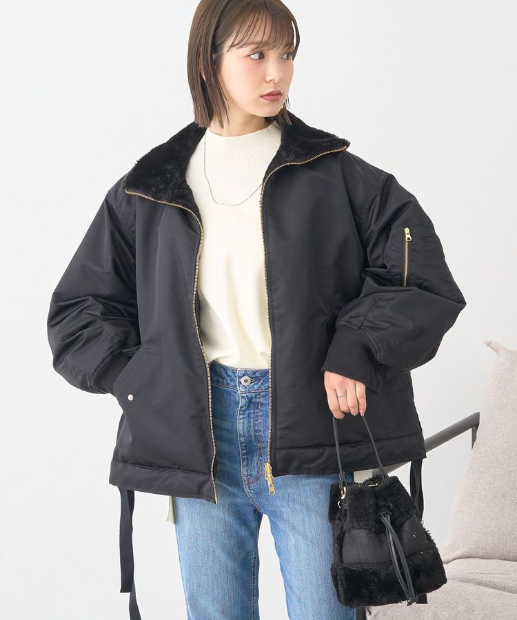 earth music&ecology「リバーシブルMA-1」|ブルゾン・スタジャン|Black