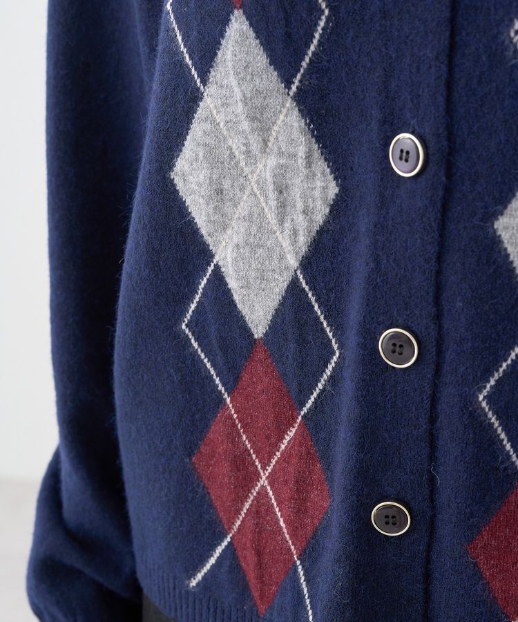 earth music&ecology「襟付きアーガイルニットカーディガン」|カーディガン|