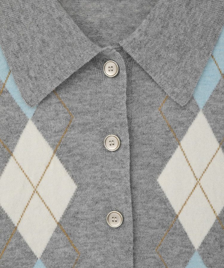 earth music&ecology「襟付きアーガイルニットカーディガン」|カーディガン|