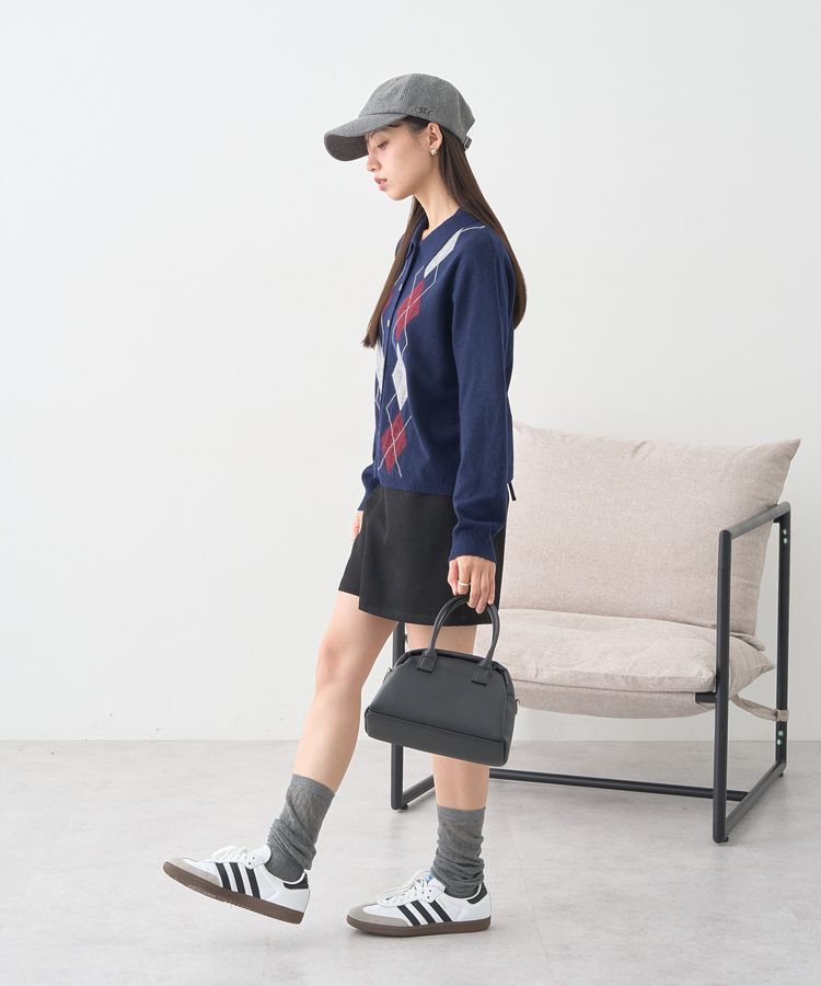 earth music&ecology「襟付きアーガイルニットカーディガン」|カーディガン|