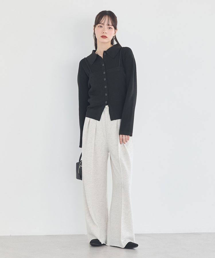 earth music&ecology「襟付きニットアンサンブル」|カーディガン|