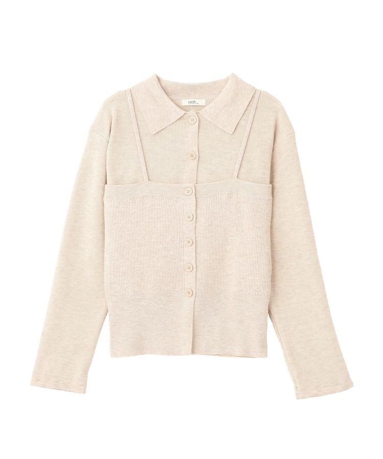 earth music&ecology「襟付きニットアンサンブル」|カーディガン|