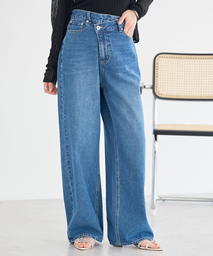 earth music&ecology「ウエストアシメデニムパンツ」|デニム|Medium Indigo