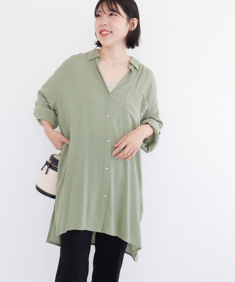 Green Parks「ターンバック長袖レーヨンチュニック」|チュニック|