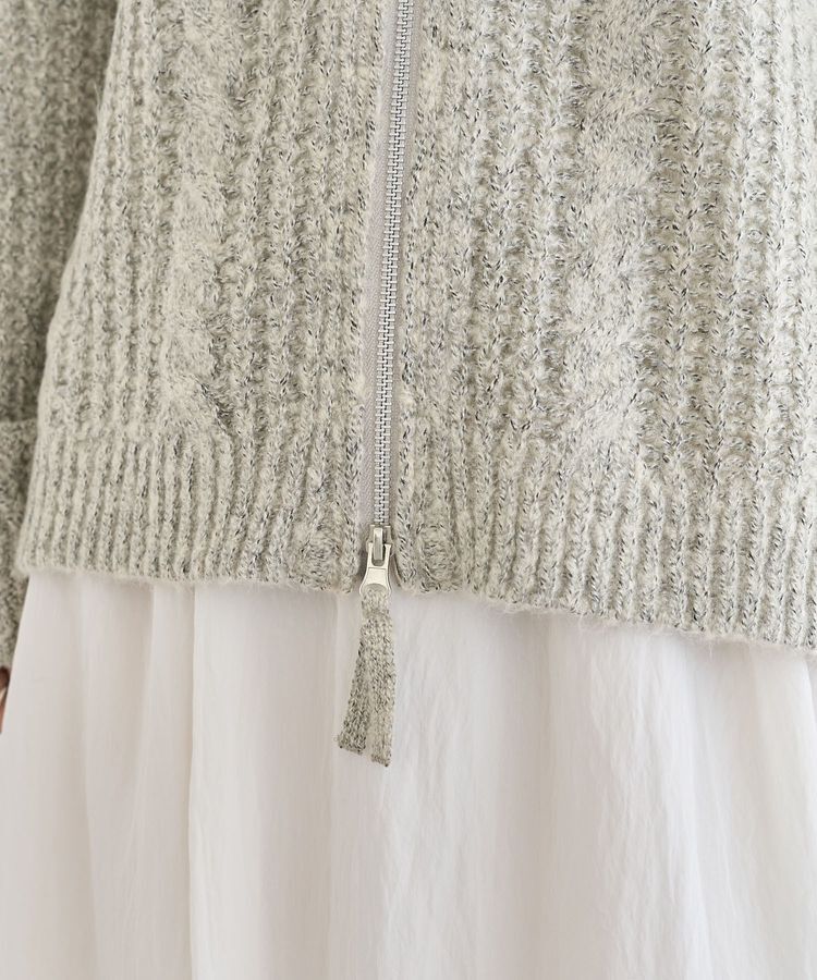 Green Parks「衿付きケーブルzipカーディガン」|カーディガン|