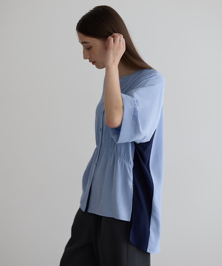 Editt by YECCA VECCA「ギャザーデザイン配色シャツ」|シャツ・ブラウス|