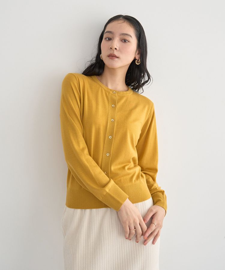 YECCA VECCA「金釦クルーネックカーディガン」|カーディガン|Mustard