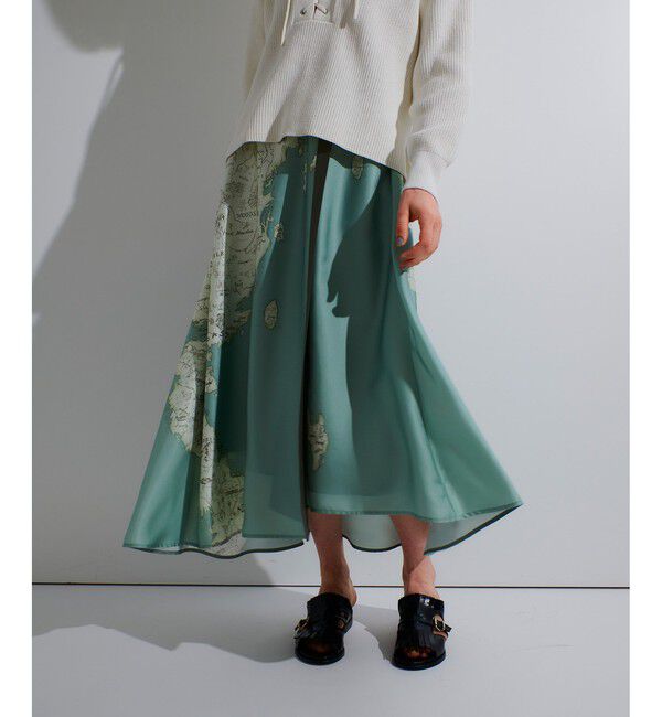 allureville「マッププリントフレアラップスカート」|フレア|