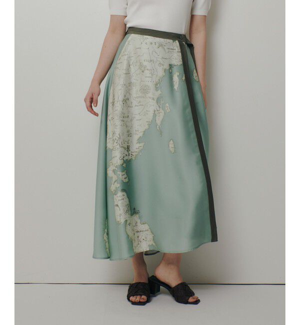 allureville「マッププリントフレアラップスカート」|フレア|