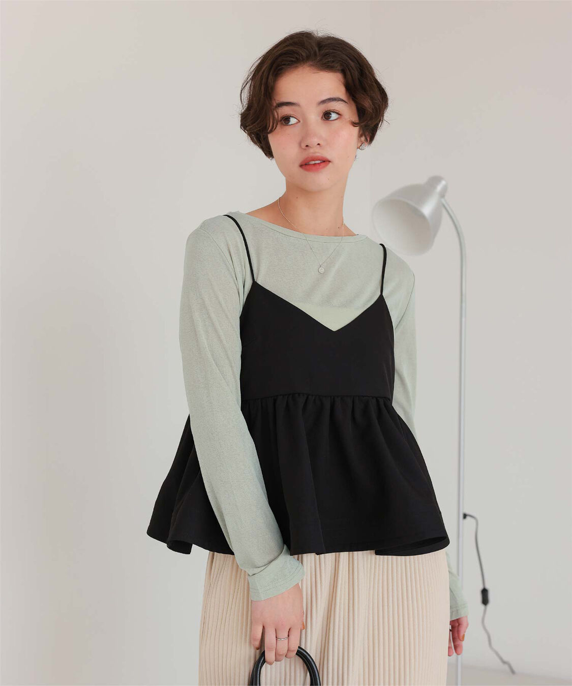 titivate「シアーカットソーロングスリーブトップス」|Tシャツ・カットソー|ライトグリーン