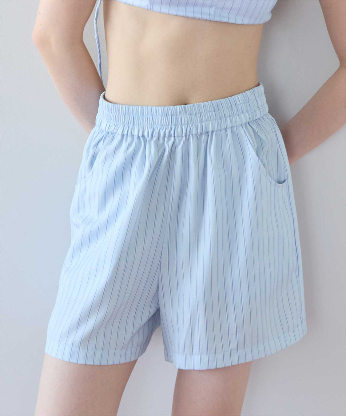 SEA DRESS「シンプルショートパンツ/ラッシュガード」|ビキニ|ストライプ/ブルー