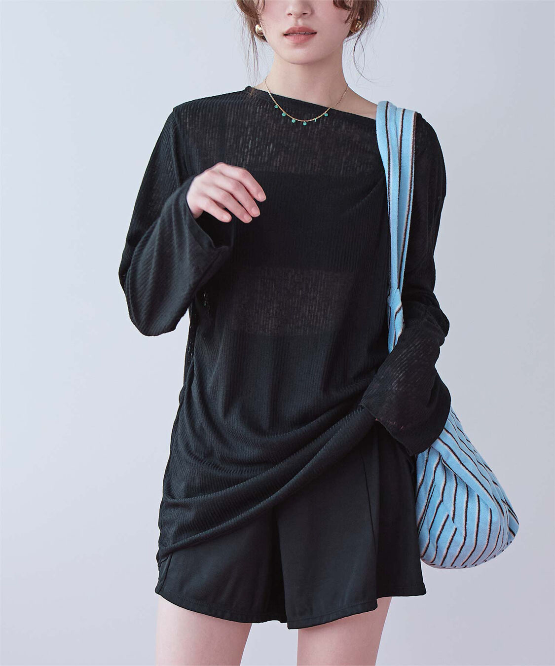 SEA DRESS「4点セット/リラックストップス&ショートパンツ付ビキニ/水着」|ビキニ|ブラック