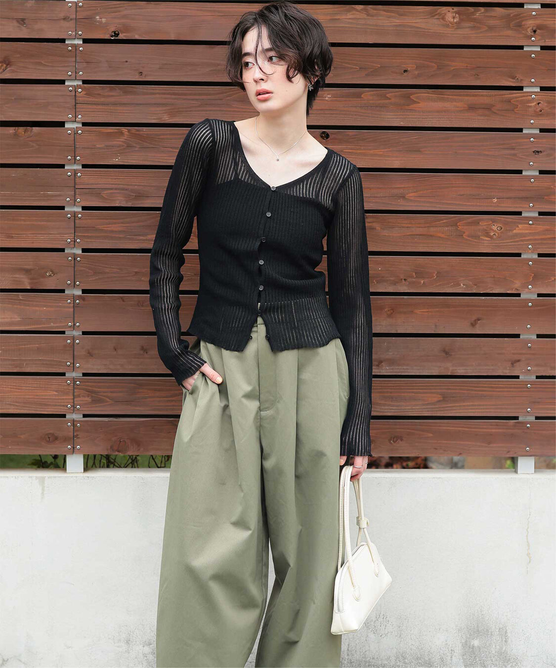 titivate「UVケア/ウォッシャブルシアーリブニットカーディガン」|カーディガン|