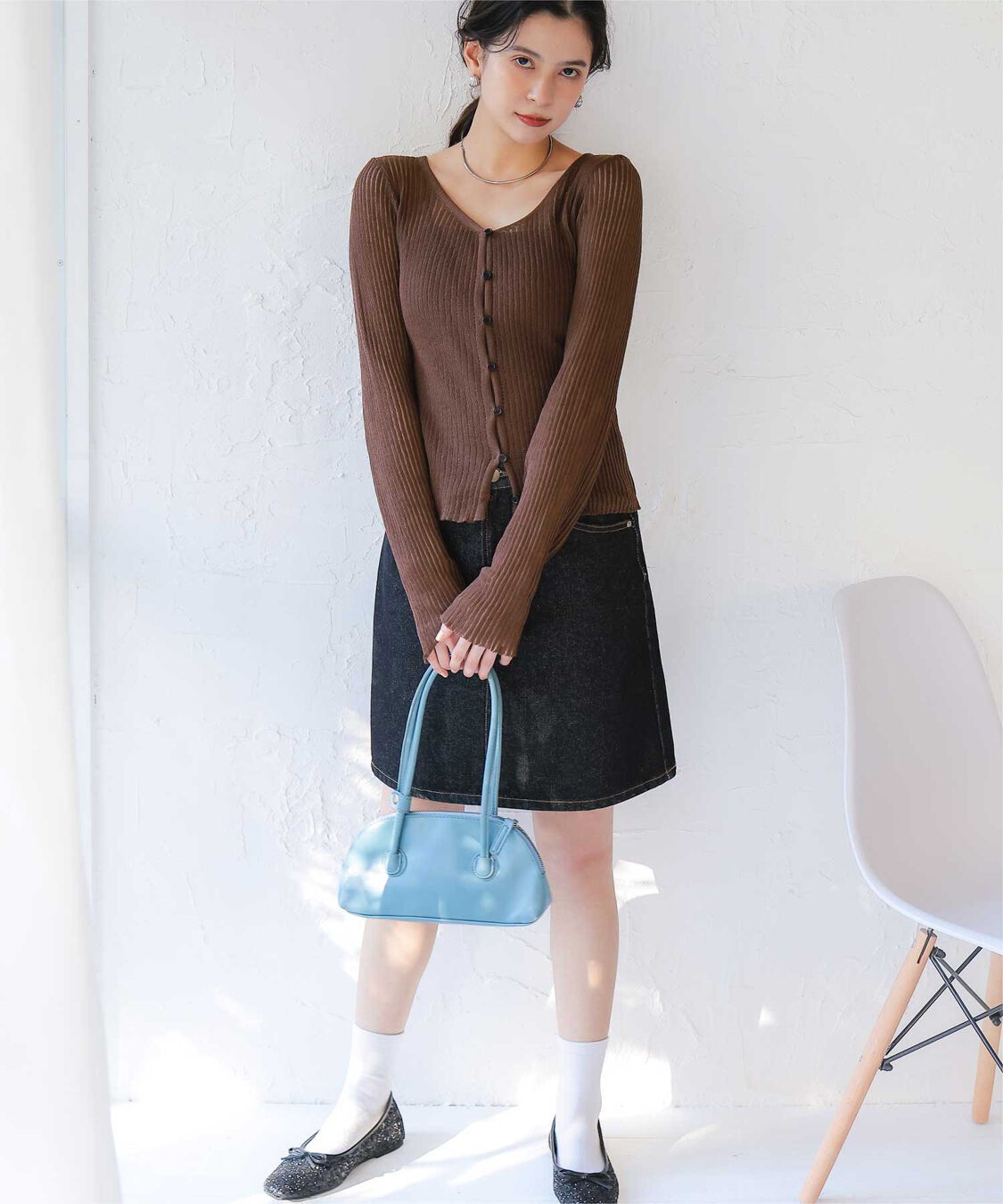 titivate「UVケア/ウォッシャブルシアーリブニットカーディガン」|カーディガン|